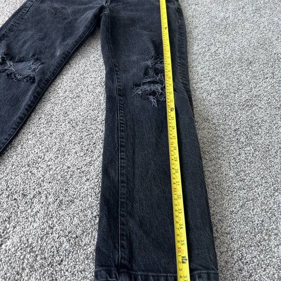Free People Dark Grey Ripped Distressed Zip Fly Women’s Straight Leg Jeans 27 - Picture 6 of 11